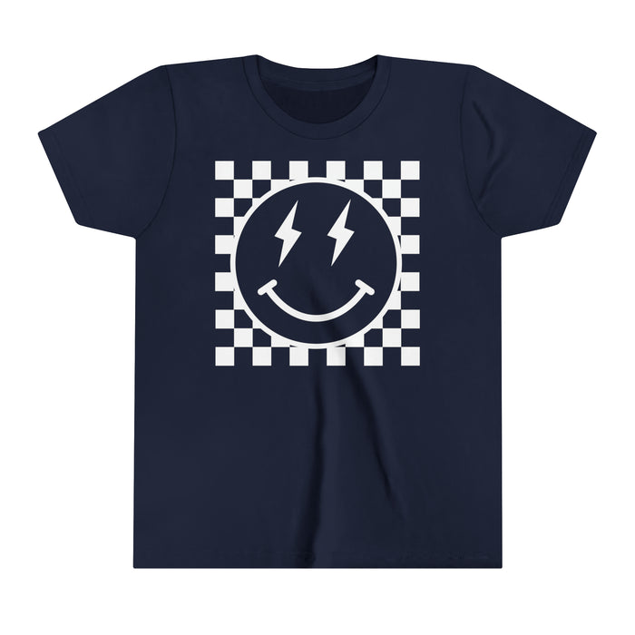 Retro Checkered Smile Bella Canvas Youth Short Sleeve Tee