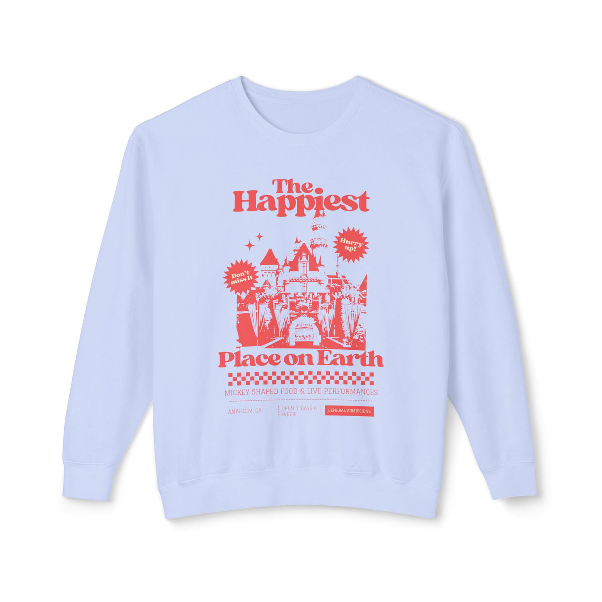 The Happiest Place on Earth Unisex Lightweight Comfort Colors Crewneck Sweatshirt