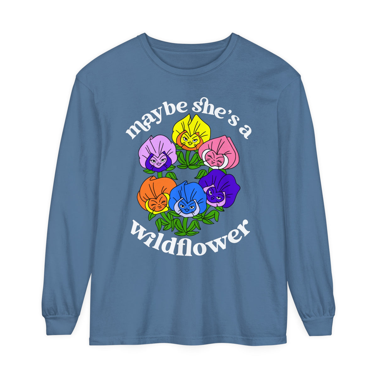 Maybe She’s A Wildflower Comfort Colors Unisex Garment-dyed Long Sleeve T-Shirt