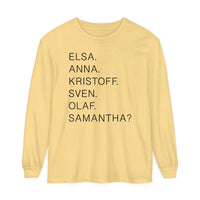 Frozen Character Names Comfort Colors Unisex Garment-dyed Long Sleeve T-Shirt