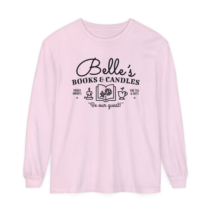 Belle’s Books & Candles Comfort Colors Unisex Garment-dyed Long Sleeve T-Shirt