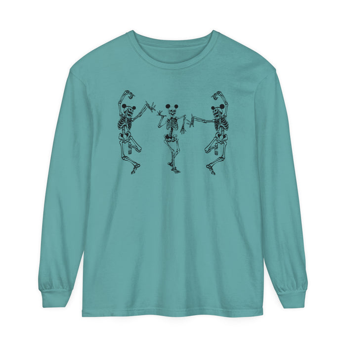 Dancing Skeletons with Ears Comfort Colors Unisex Garment-dyed Long Sleeve T-Shirt