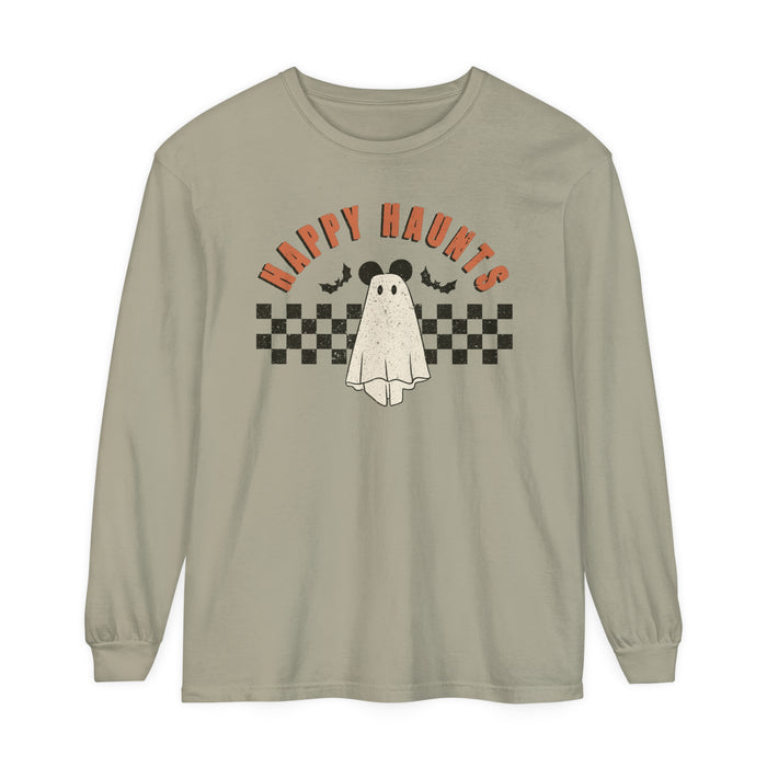 Happy Haunts Comfort Colors Unisex Garment-dyed Long Sleeve T-Shirt