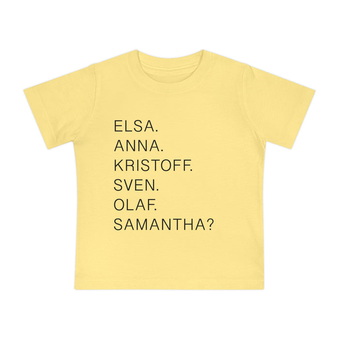 Frozen Character Names Bella Canvas Baby Short Sleeve T-Shirt