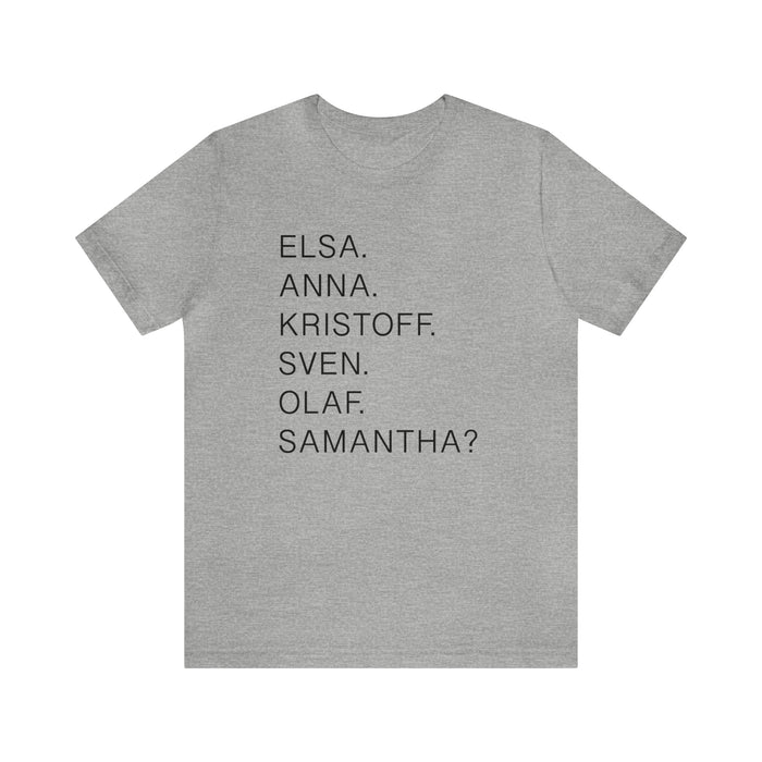 Frozen Character Names Bella Canvas Unisex Jersey Short Sleeve Tee