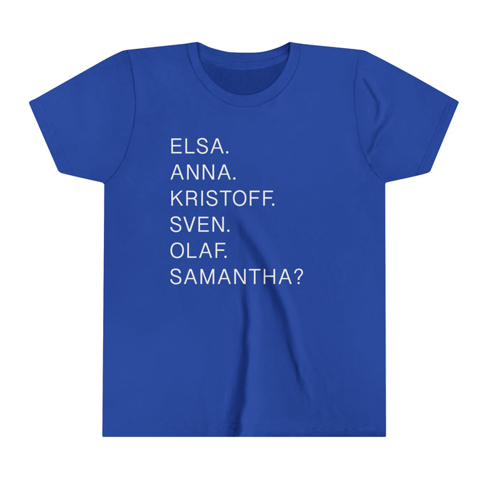 Frozen Character Names Bella Canvas Youth Short Sleeve Tee