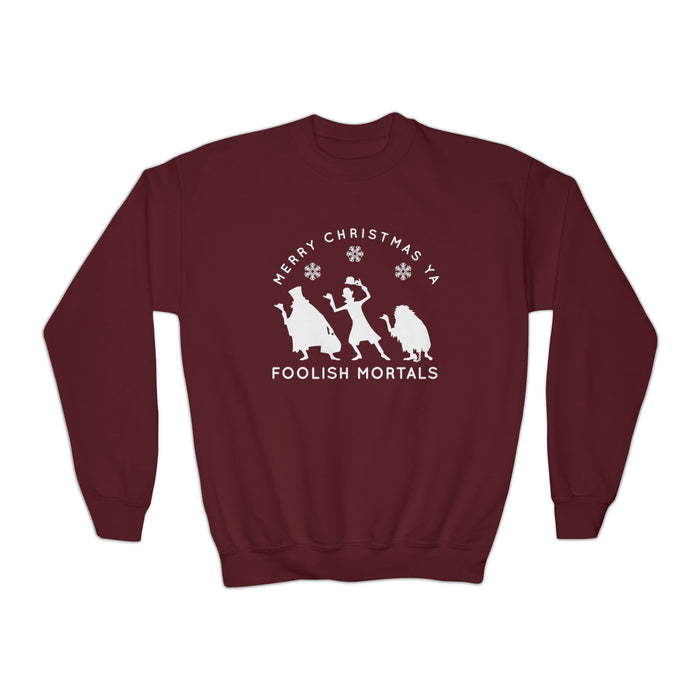 Merry Christmas Ya Foolish Mortals Gildan Youth Crewneck Sweatshirt