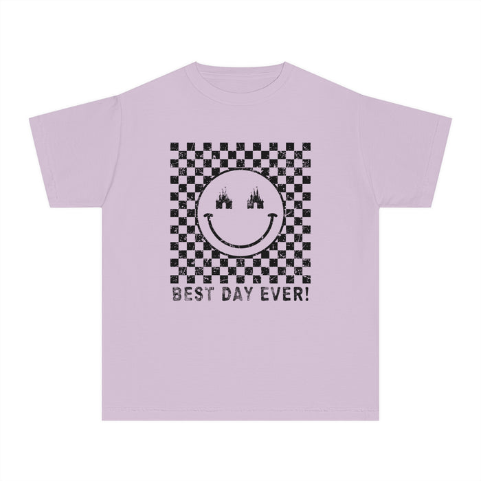 Retro Checkered Best Day Ever Comfort Colors Youth Midweight Tee