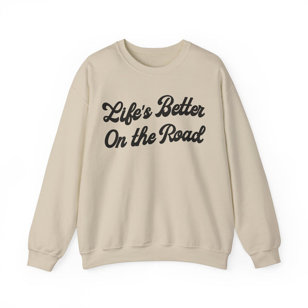 Life's Better On The Road Gildan Unisex Heavy Blend™ Crewneck Sweatshirt