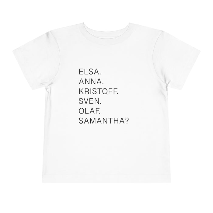 Frozen Character Names Bella Canvas Toddler Short Sleeve Tee