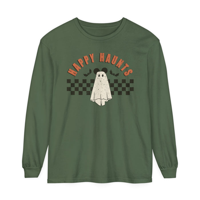 Happy Haunts Comfort Colors Unisex Garment-dyed Long Sleeve T-Shirt