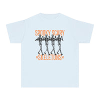 Spooky Scary Skeleton Comfort Colors Youth Midweight Tee
