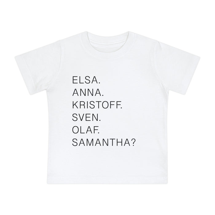 Frozen Character Names Bella Canvas Baby Short Sleeve T-Shirt