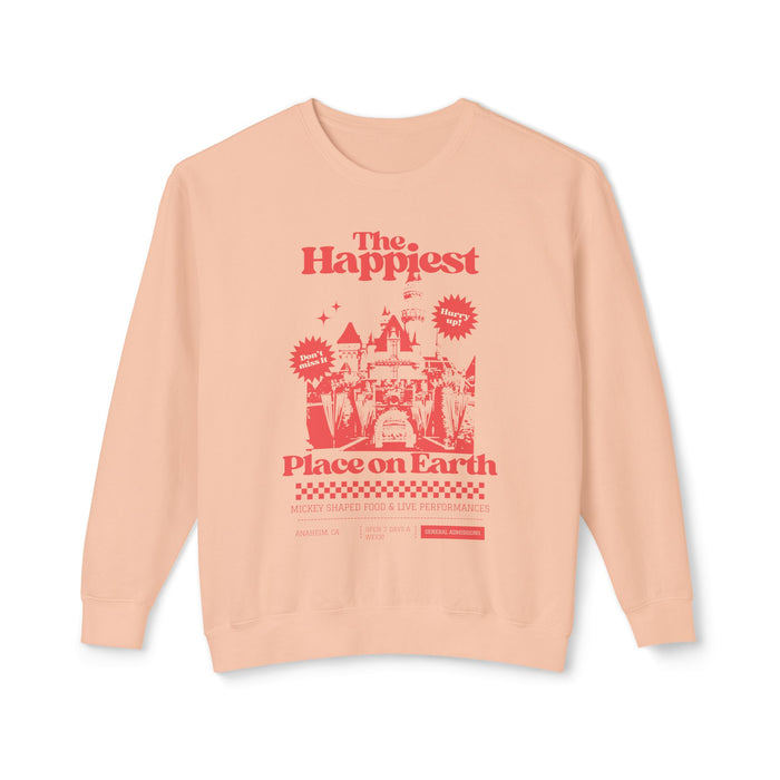 The Happiest Place on Earth Unisex Lightweight Comfort Colors Crewneck Sweatshirt