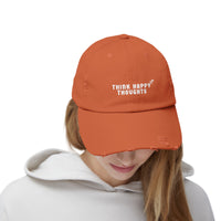 Think Happy Thoughts Unisex Distressed Cap