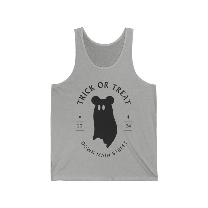 Trick or Treat Down Main Street Unisex Jersey Tank