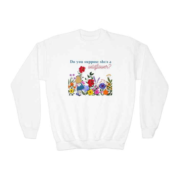 Do You Suppose She’s A Wildflower Gildan Youth Crewneck Sweatshirt