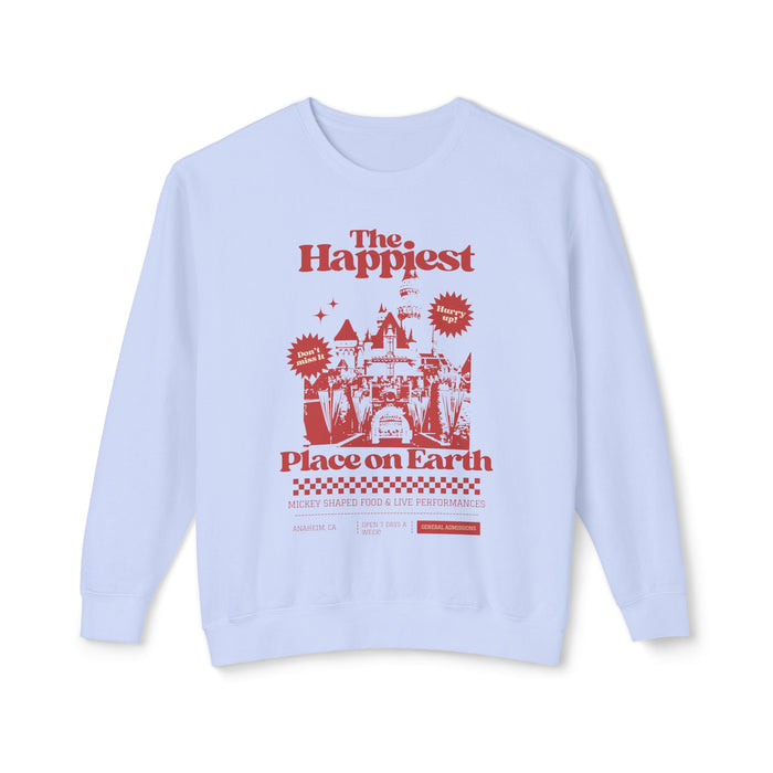 The Happiest Place on Earth Unisex Lightweight Comfort Colors Crewneck Sweatshirt