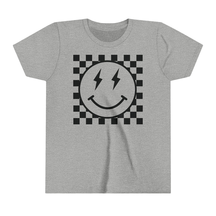 Retro Checkered Smile Bella Canvas Youth Short Sleeve Tee