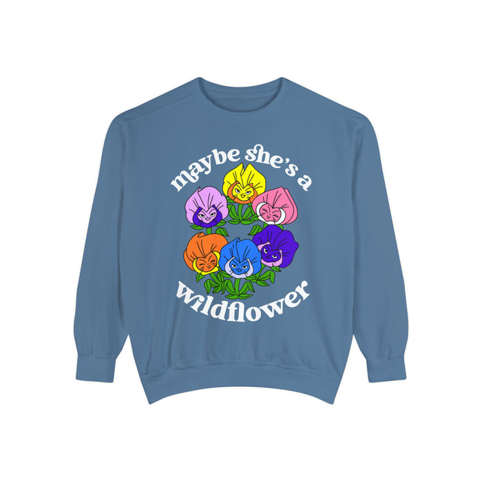 Maybe She’s A Wildflower Comfort Colors Unisex Garment-Dyed Sweatshirt