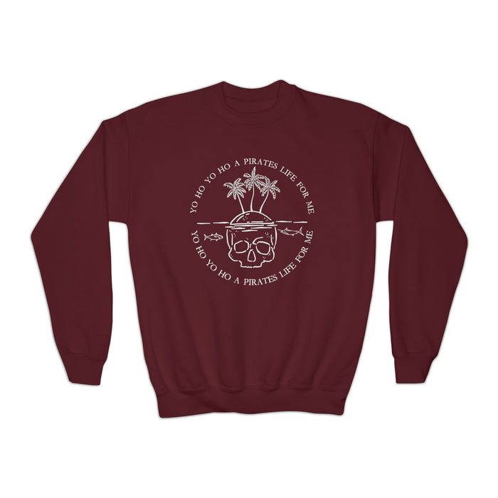 Yo Ho Yo Ho A Pirates Life For Me Gildan Youth Crewneck Sweatshirt