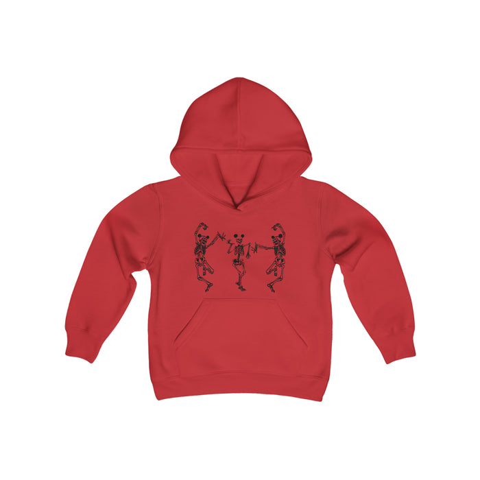 Dancing Skeletons with Ears Gildan Youth Heavy Blend Hooded Sweatshirt