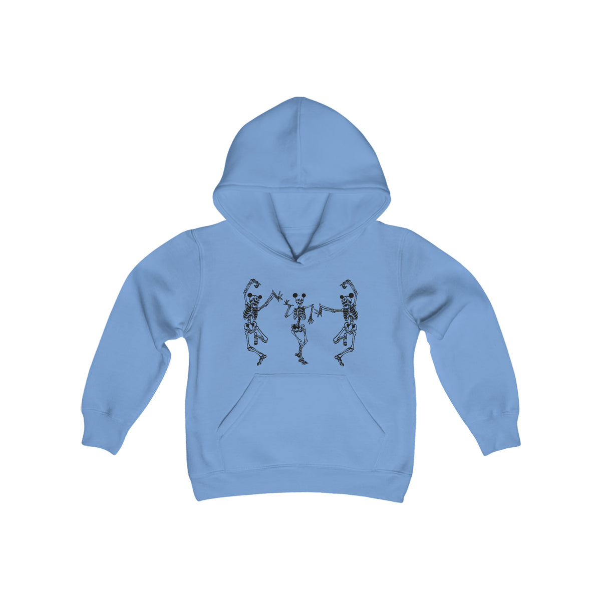 Dancing Skeletons with Ears Gildan Youth Heavy Blend Hooded Sweatshirt