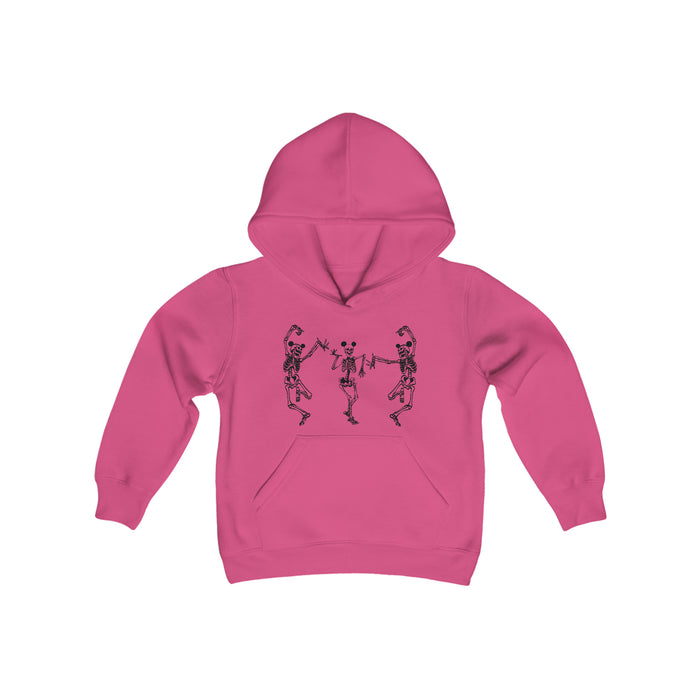 Dancing Skeletons with Ears Gildan Youth Heavy Blend Hooded Sweatshirt