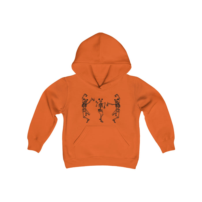 Dancing Skeletons with Ears Gildan Youth Heavy Blend Hooded Sweatshirt