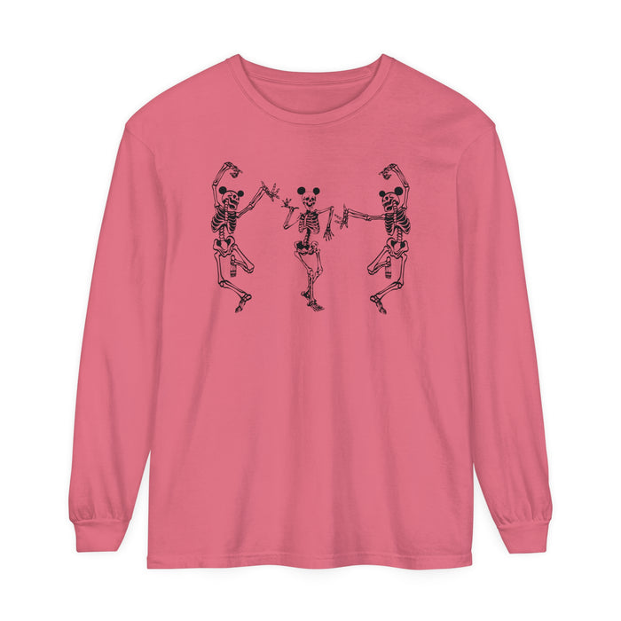 Dancing Skeletons with Ears Comfort Colors Unisex Garment-dyed Long Sleeve T-Shirt