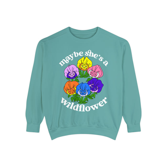 Maybe She’s A Wildflower Comfort Colors Unisex Garment-Dyed Sweatshirt