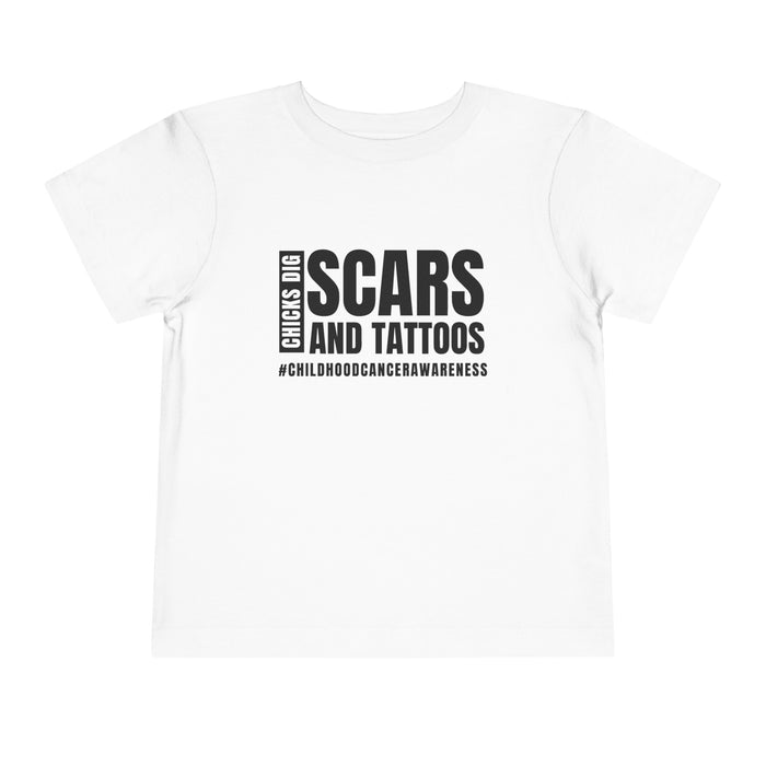 Chicks Dig Scars and Tattoos Bella Canvas Toddler Short Sleeve Tee