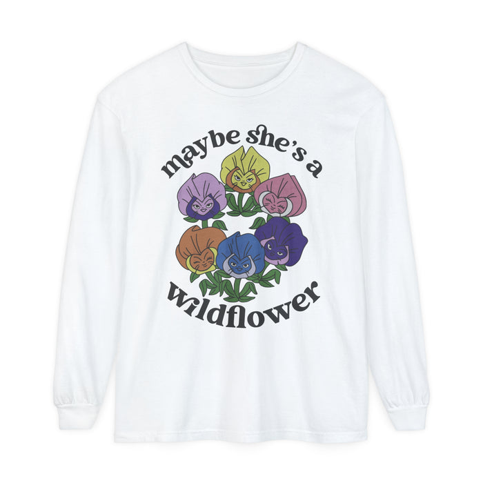 Maybe She’s A Wildflower Comfort Colors Unisex Garment-dyed Long Sleeve T-Shirt