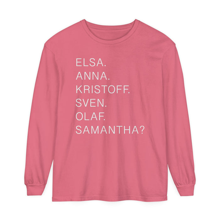 Frozen Character Names Comfort Colors Unisex Garment-dyed Long Sleeve T-Shirt