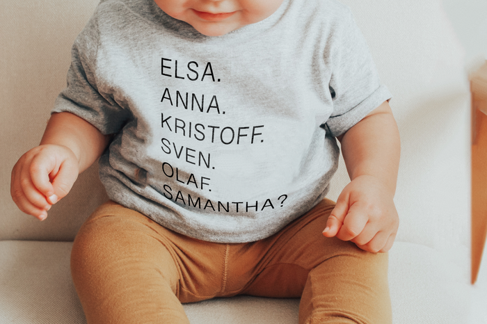 Frozen Character Names Bella Canvas Baby Short Sleeve T-Shirt