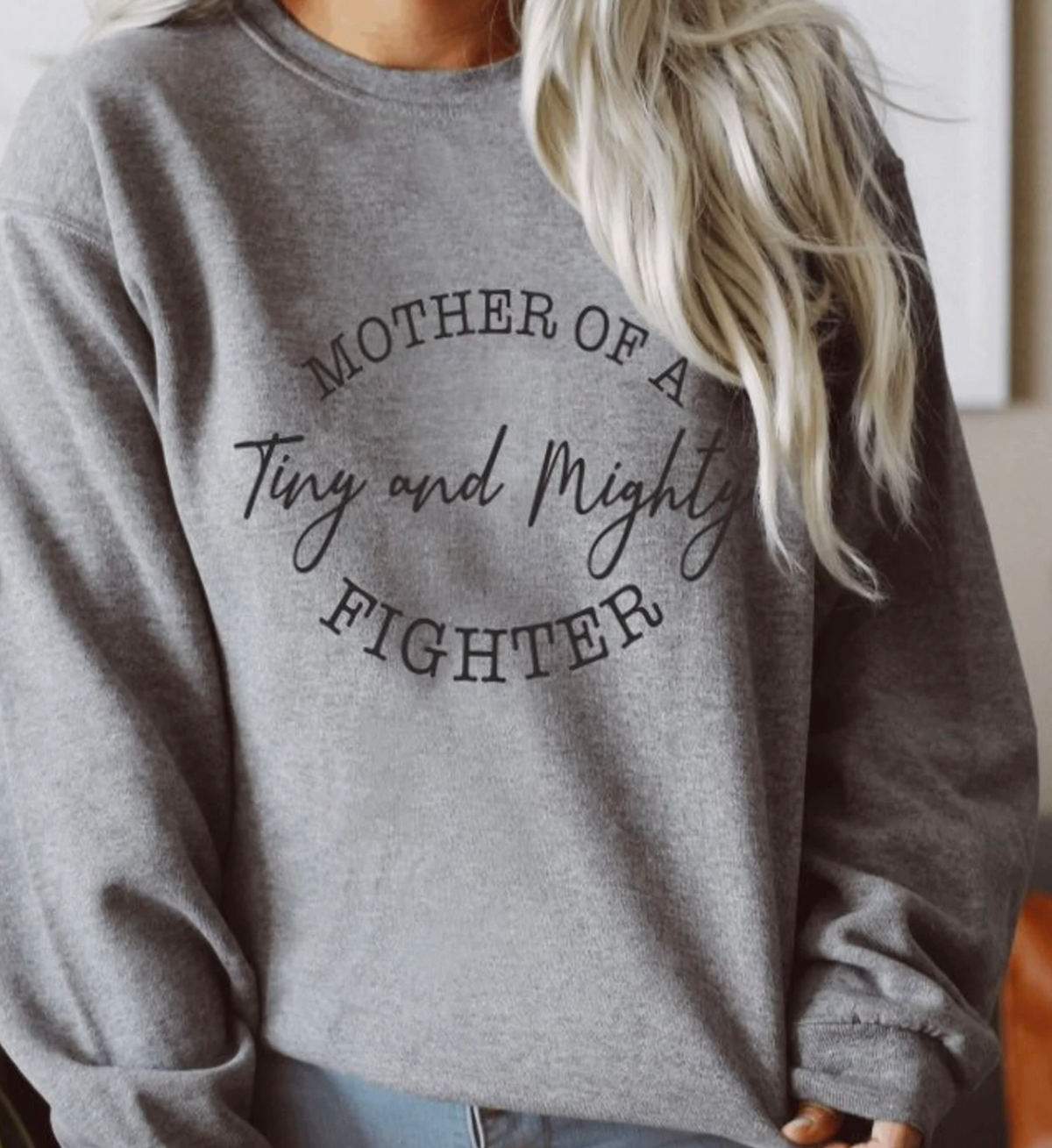 Mother of a Tiny & Mighty Fighter Unisex Heavy Blend™ Crewneck Sweatshirt