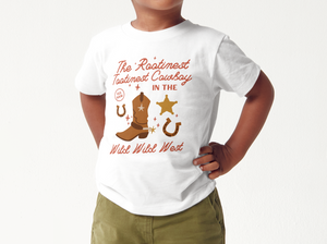 The Rootinest Tootinest Cowboy in the Wild Wild West Bella Canvas Baby Short Sleeve T-Shirt