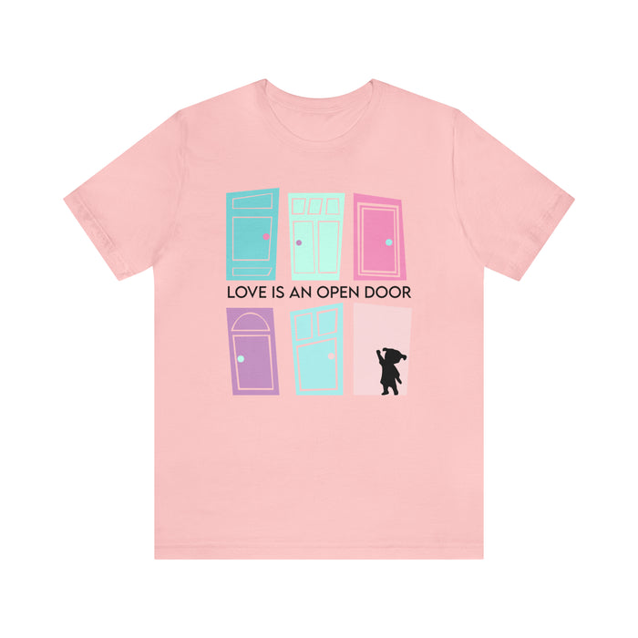 Love Is An Open Door Bella Canvas Unisex Jersey Short Sleeve Tee