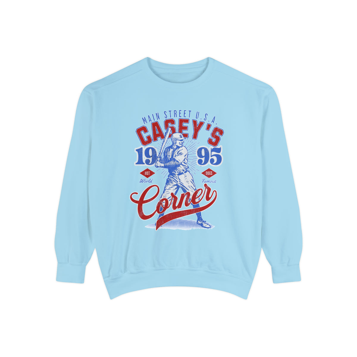Casey’s Corner Distressed Comfort Colors Unisex Garment-Dyed Sweatshirt