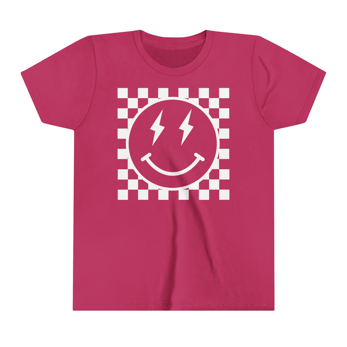 Retro Checkered Smile Bella Canvas Youth Short Sleeve Tee