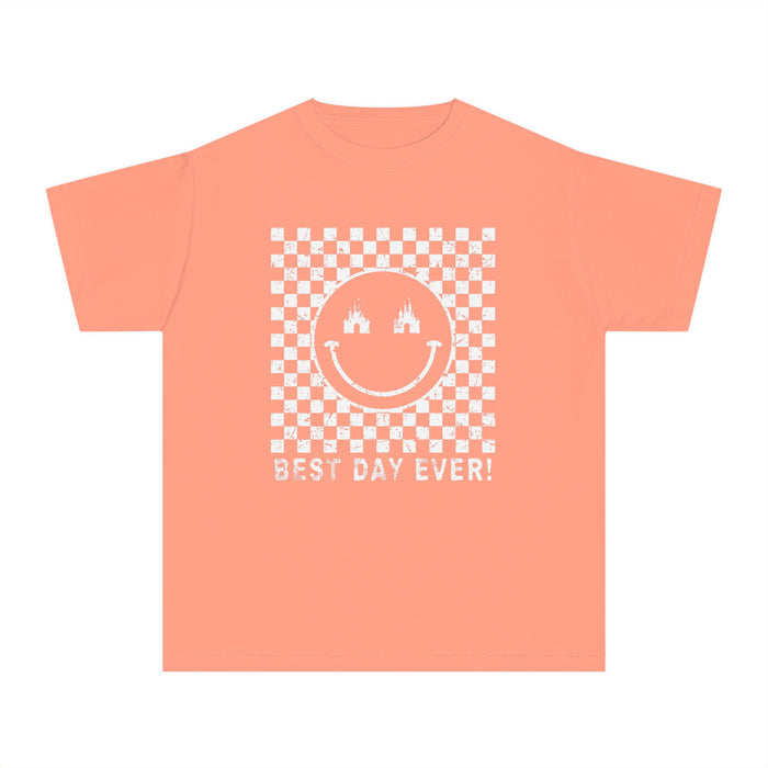 Retro Checkered Best Day Ever Comfort Colors Youth Midweight Tee