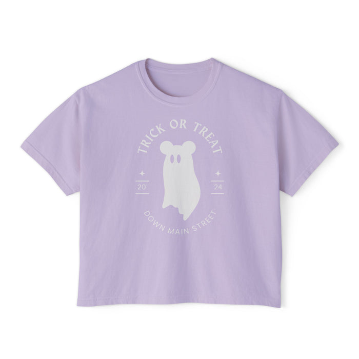 Trick or Treat Down Main Street Comfort Colors Women's Boxy Tee