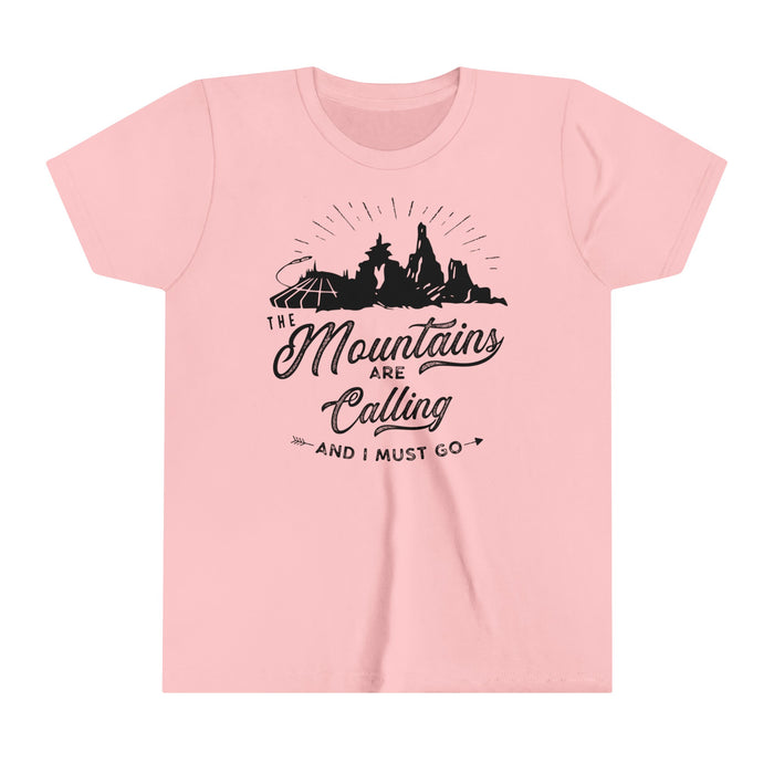 The Mountains Are Calling Bella Canvas Youth Short Sleeve Tee