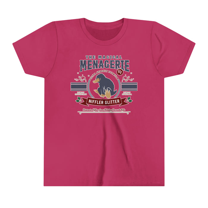 Magical Menagerie Niffler Glitter Bella Canvas Youth Short Sleeve Tee