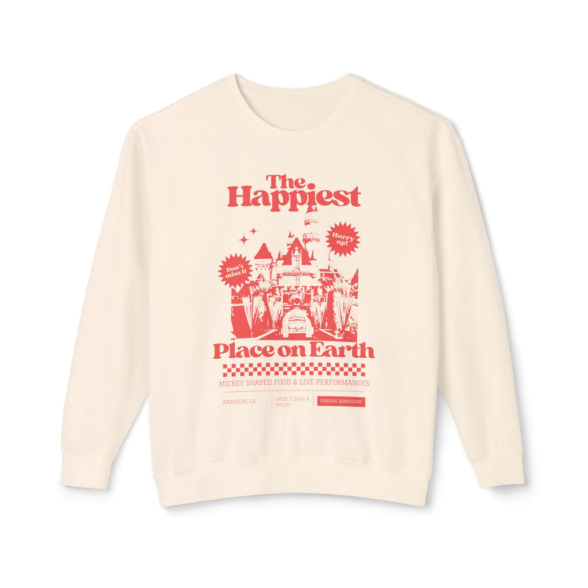 The Happiest Place on Earth Unisex Lightweight Comfort Colors Crewneck Sweatshirt