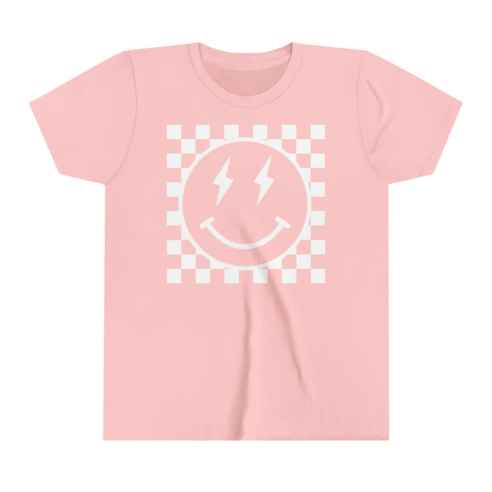 Retro Checkered Smile Bella Canvas Youth Short Sleeve Tee