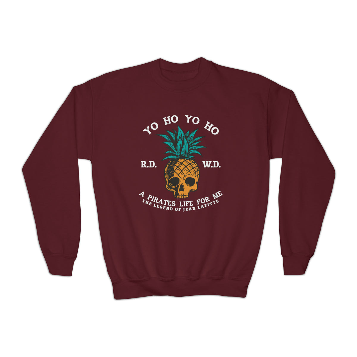 Yo Ho Pirate Life For Me Gildan Youth Crewneck Sweatshirt