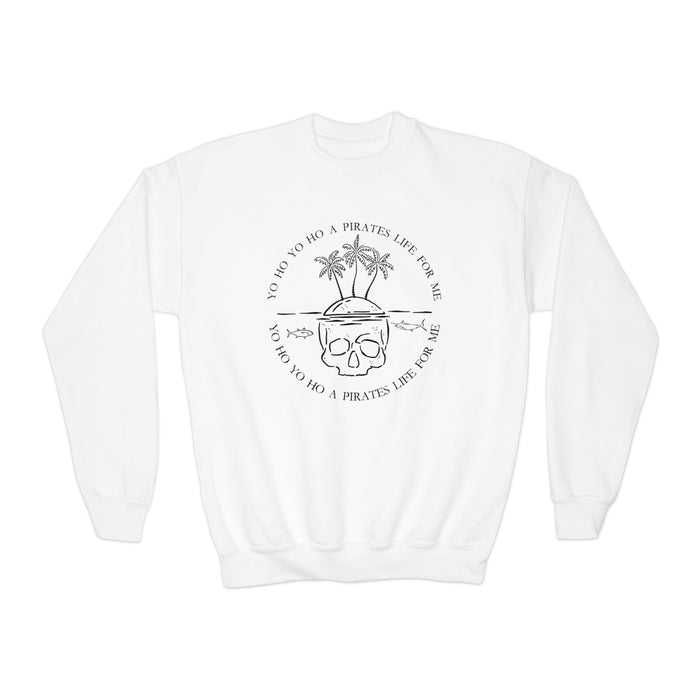 Yo Ho Yo Ho A Pirates Life For Me Gildan Youth Crewneck Sweatshirt