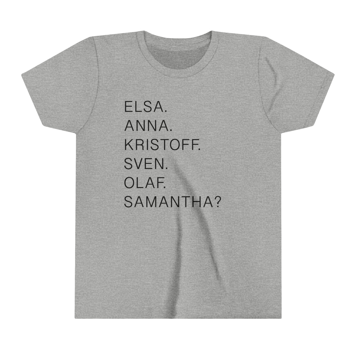 Frozen Character Names Bella Canvas Youth Short Sleeve Tee