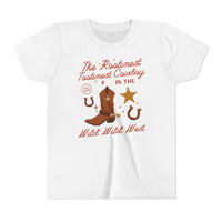 The Rootinest Tootinest Cowboy in the Wild Wild West Bella Canvas Youth Short Sleeve Tee